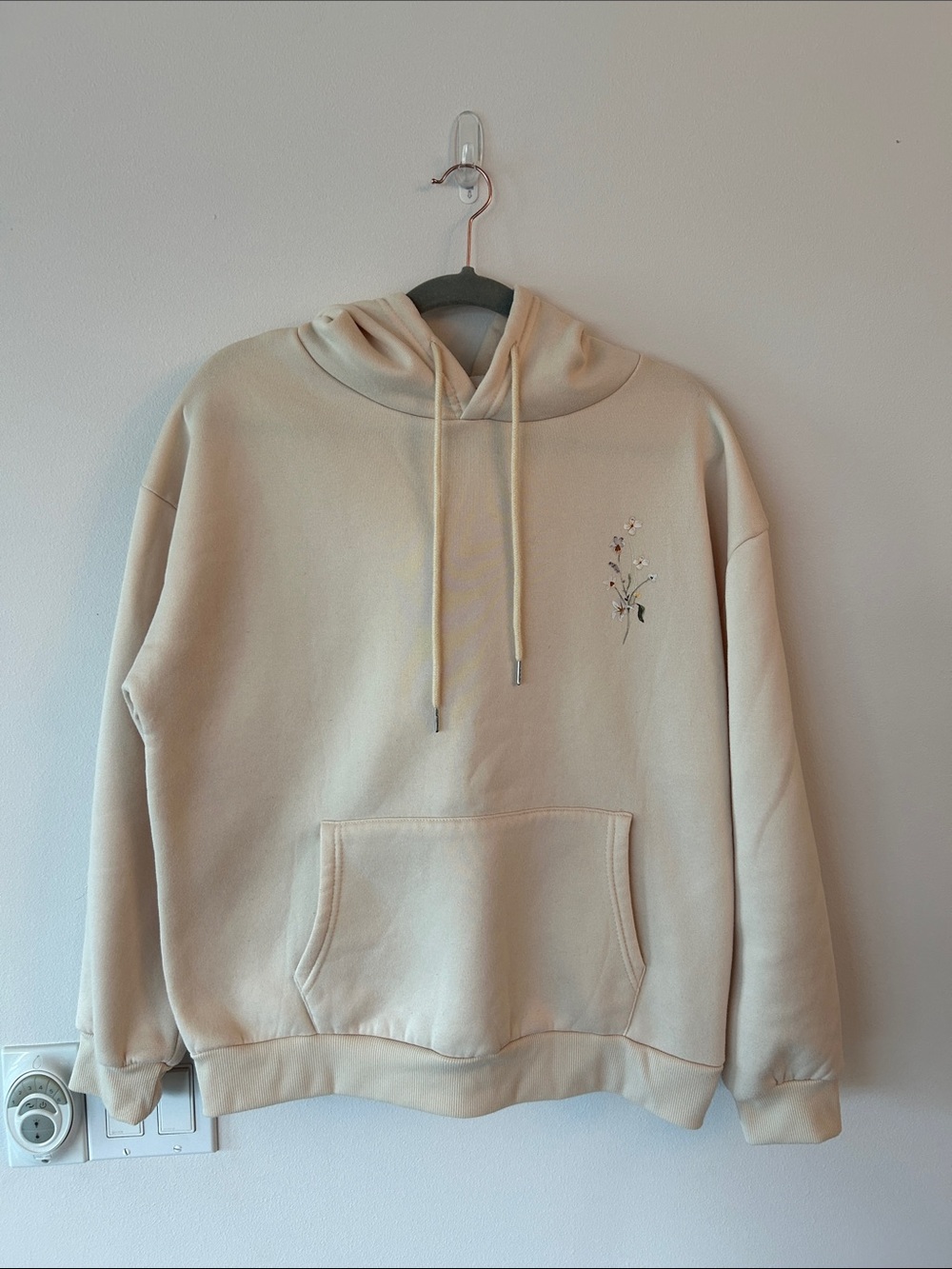 Cream Floral Hoodie Sweatshirt
